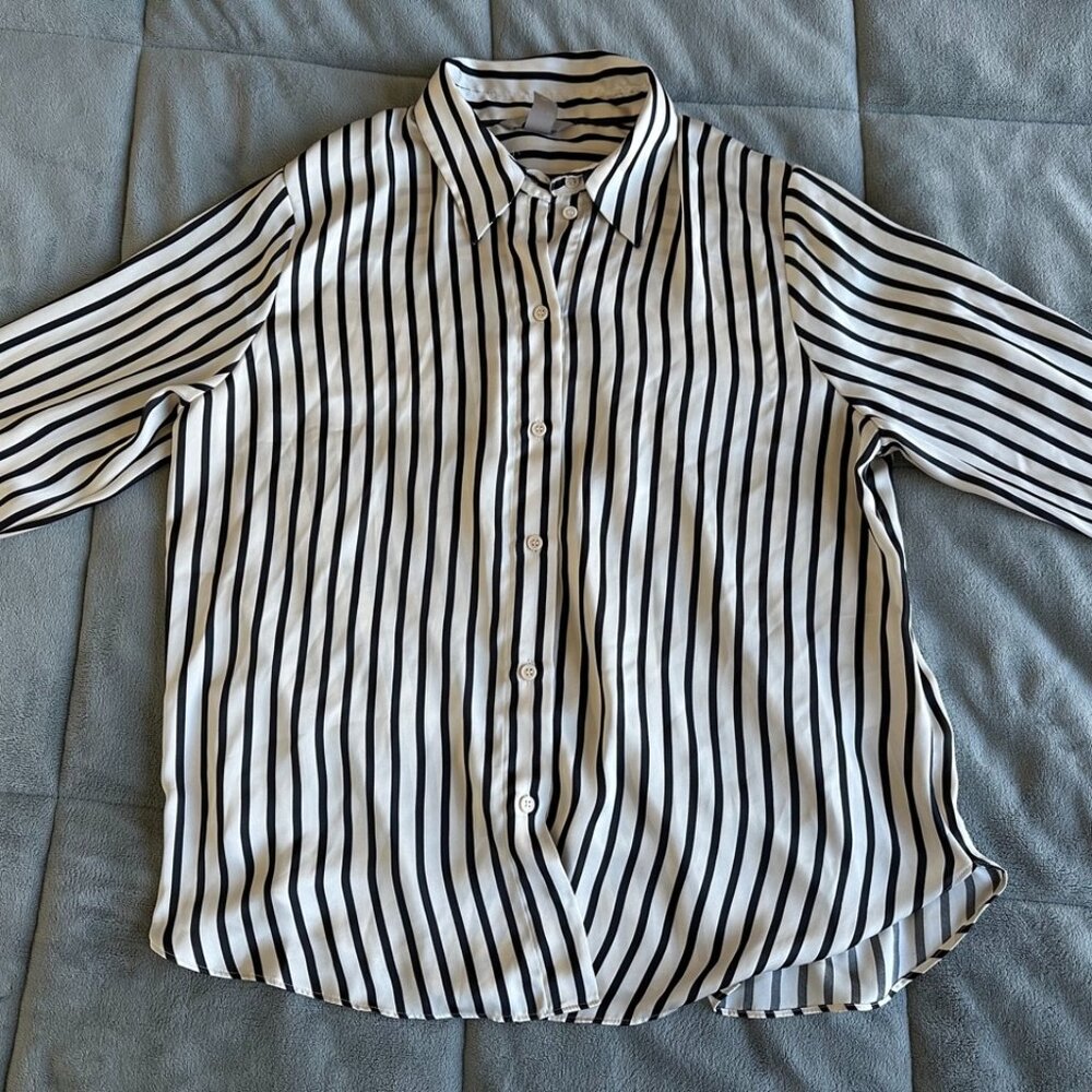 Black & White Striped H&M Button-Down Blouse